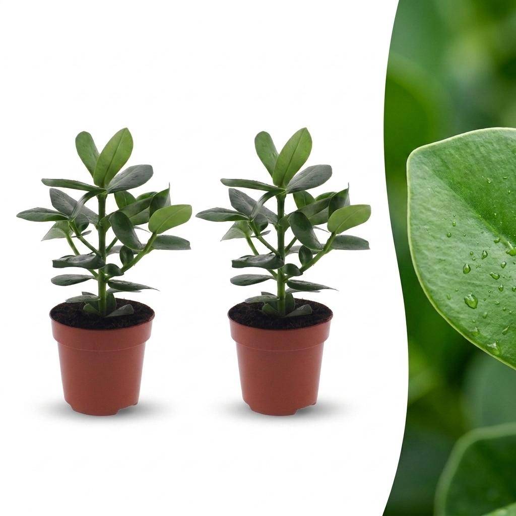 La Green Touch - Clusia rosea Princess - Arbre autographe - Lot de 2 plantes - Pot Ø12 cm, H 40 cm - Image 1