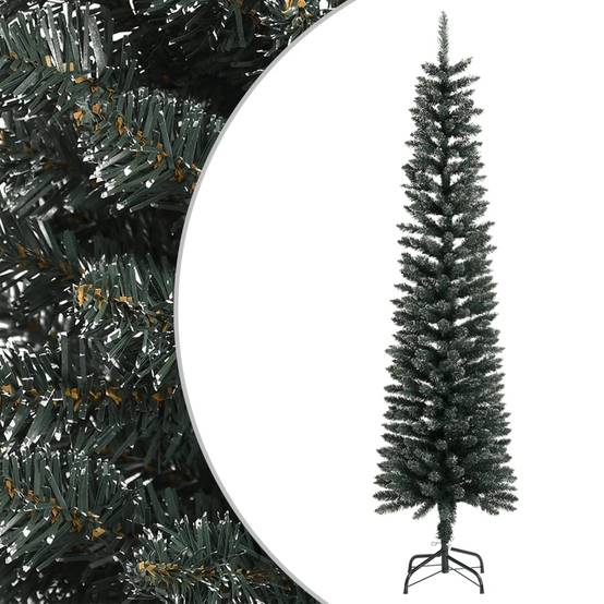 Sapin de Noël | Arbre de Noël artificiel mince avec support Vert 210 cm PVC Maison Chic - Image 2