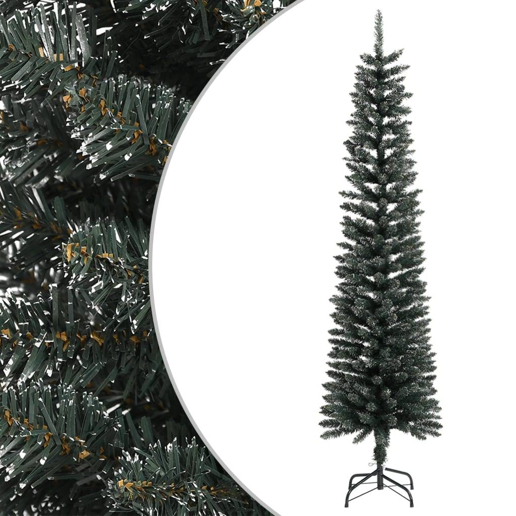 Sapin de Noël | Arbre de Noël artificiel mince avec support Vert 210 cm PVC Maison Chic - Image 2