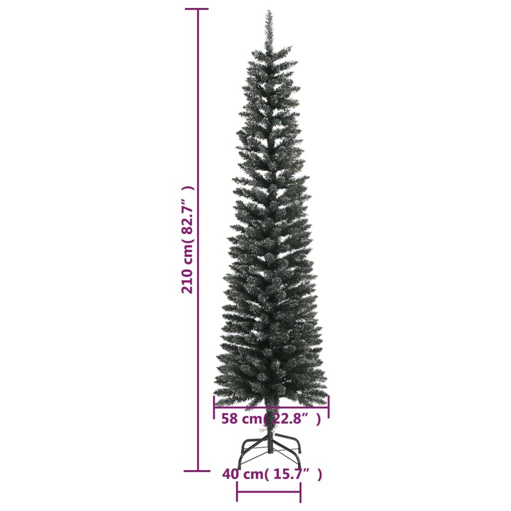 Sapin de Noël | Arbre de Noël artificiel mince avec support Vert 210 cm PVC Maison Chic - Image 7