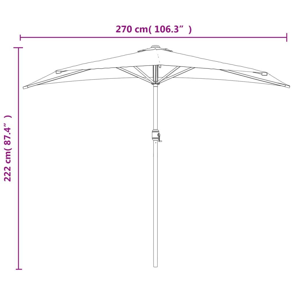 Helloshop26 - Parasol de balcon et mât en aluminium 270 x 135 x 245 cm orange - Imagen 7