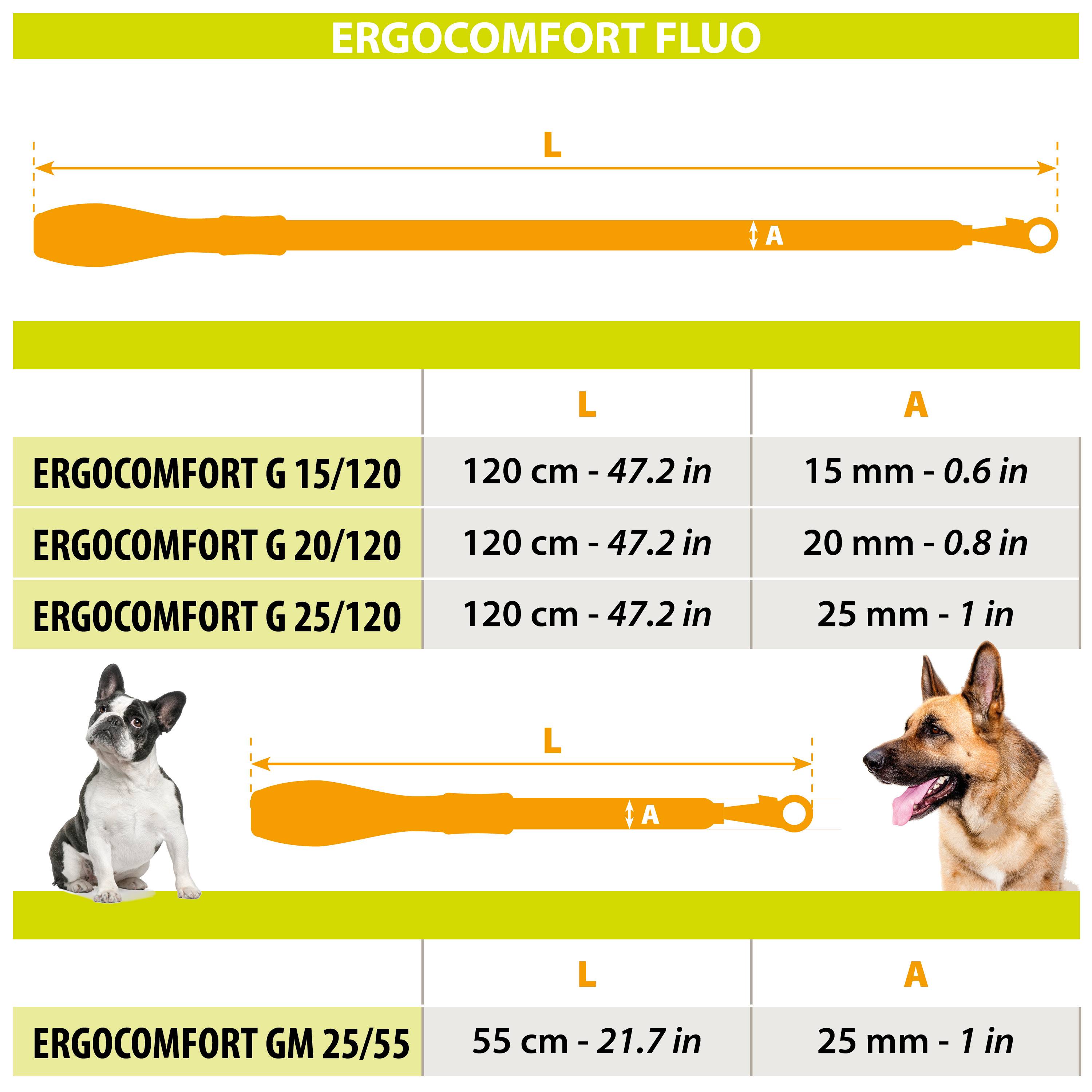 Ferplast - Ferplast laisse pour chien ERGOFLUO, laisse pour chien taille moyenne, poignée ergonomique rembourrée, nylon. Taille 120 cm, Jaune - Imagen 2