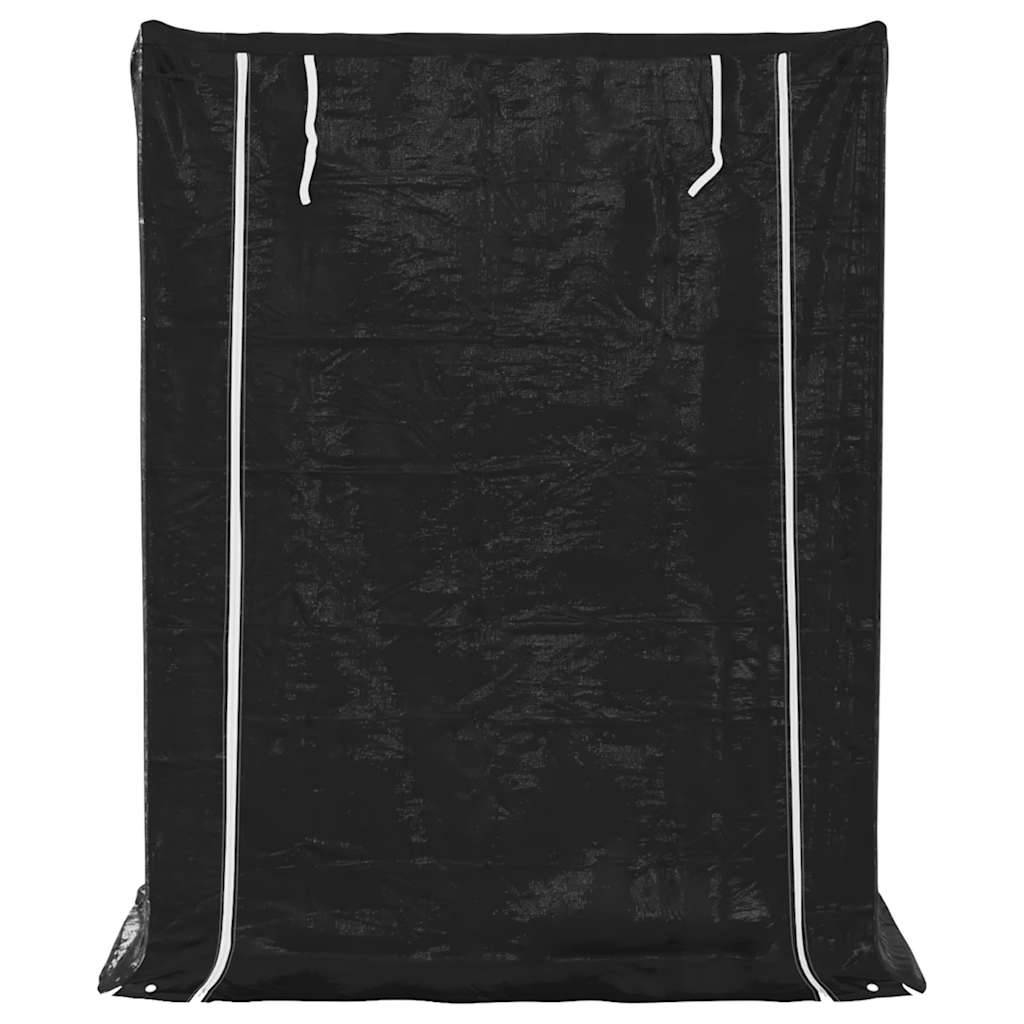 Abri-bûches XXL extérieur acier avec housse imperméable 150x80x200 cm Noir - ComfortXL Outdoor Living - Image 4