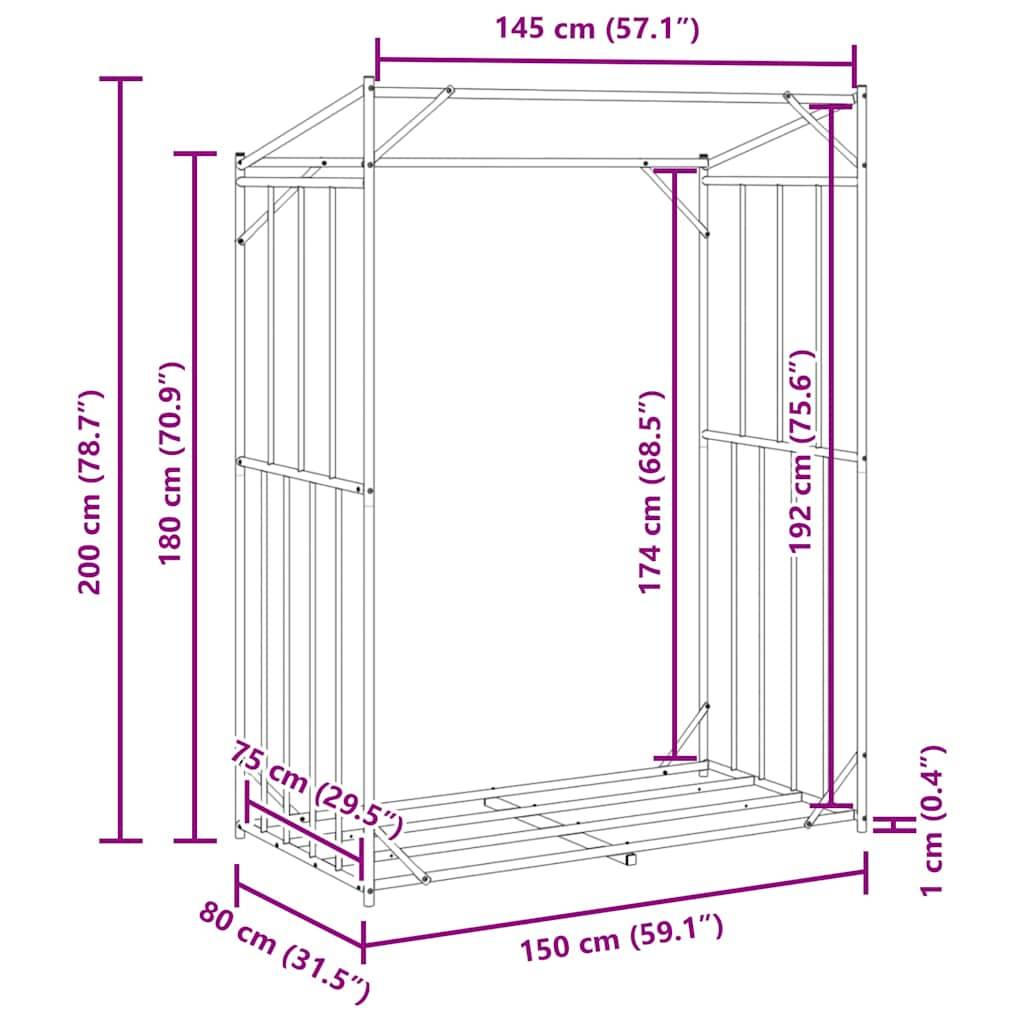 Abri-bûches XXL extérieur acier avec housse imperméable 150x80x200 cm Noir - ComfortXL Outdoor Living - Image 6