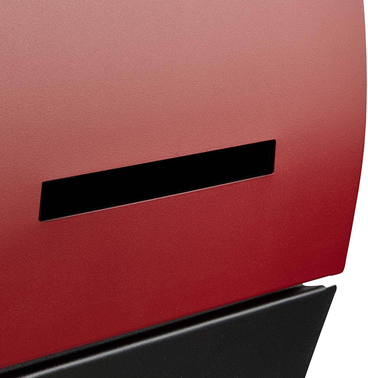 Helloshop26 - Boîte aux lettres murale avec compartiment journaux noir rouge - Imagen 5