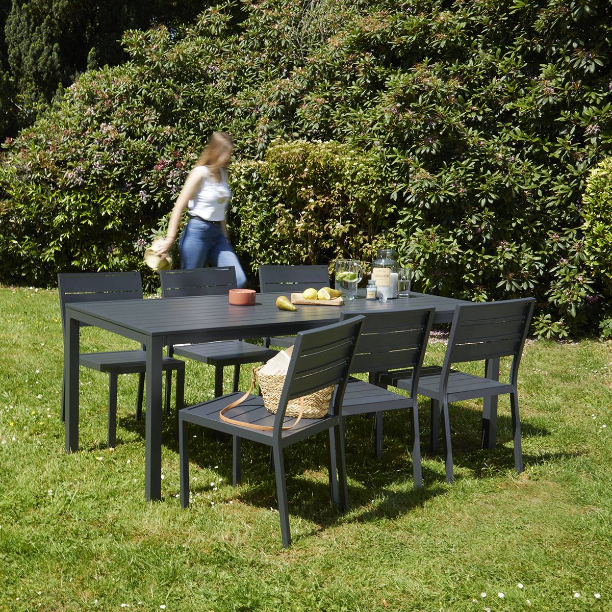 Salon de jardin en aluminium gris - 6 chaises - Cémonjardin - Imagen 2