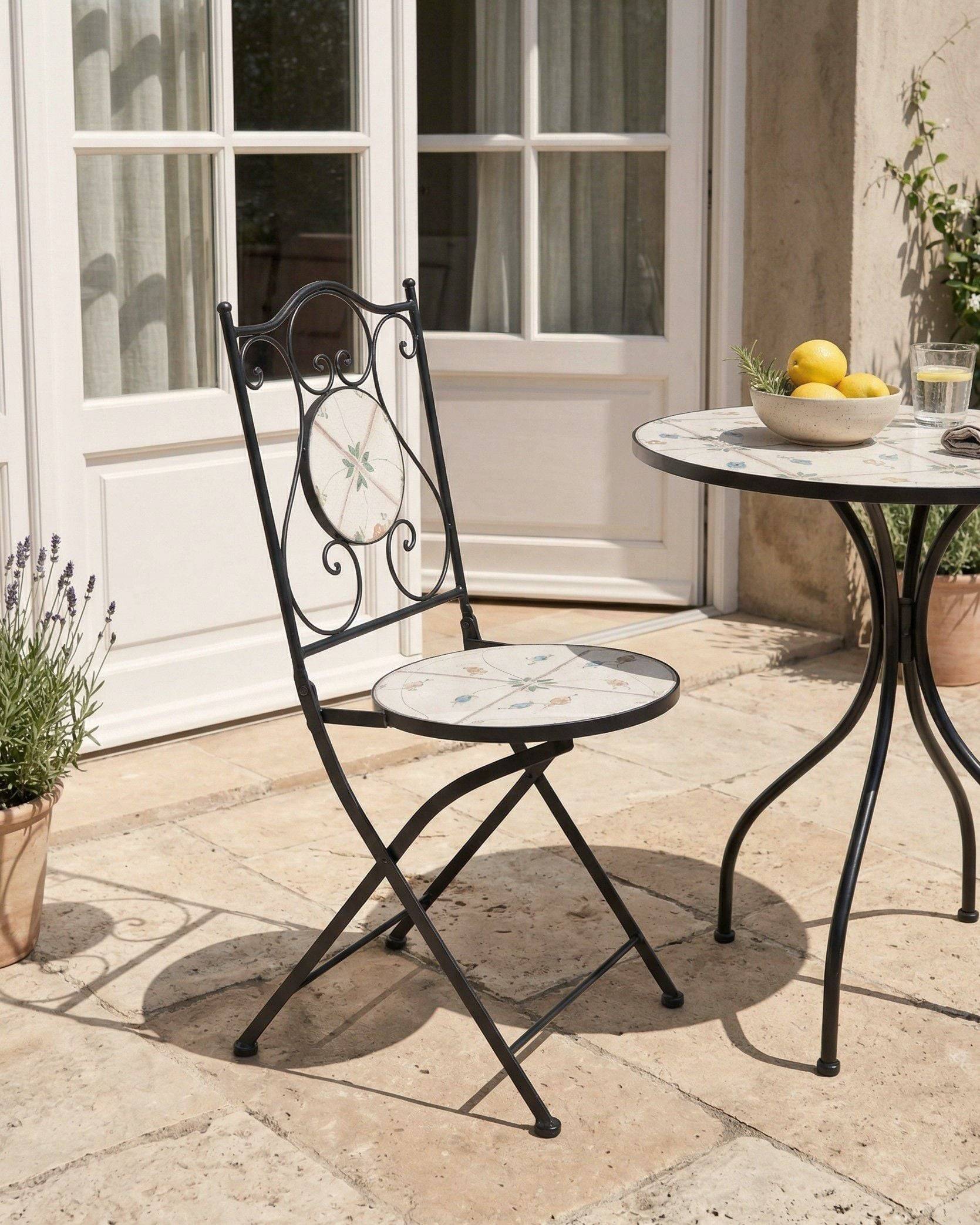 Beliani - Chaise de jardin Métal Blanc cassé CARONA - 40x45x90- Beliani - Image 1