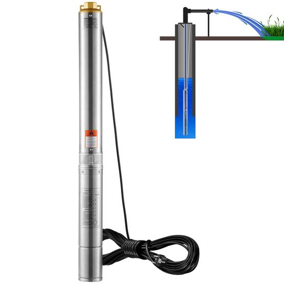 VEVOR Pompe immergée puits profond 2200W, inox, débit 9,8 m³/h, 144 m, cordon 9,1 m, IP68. - Image 1