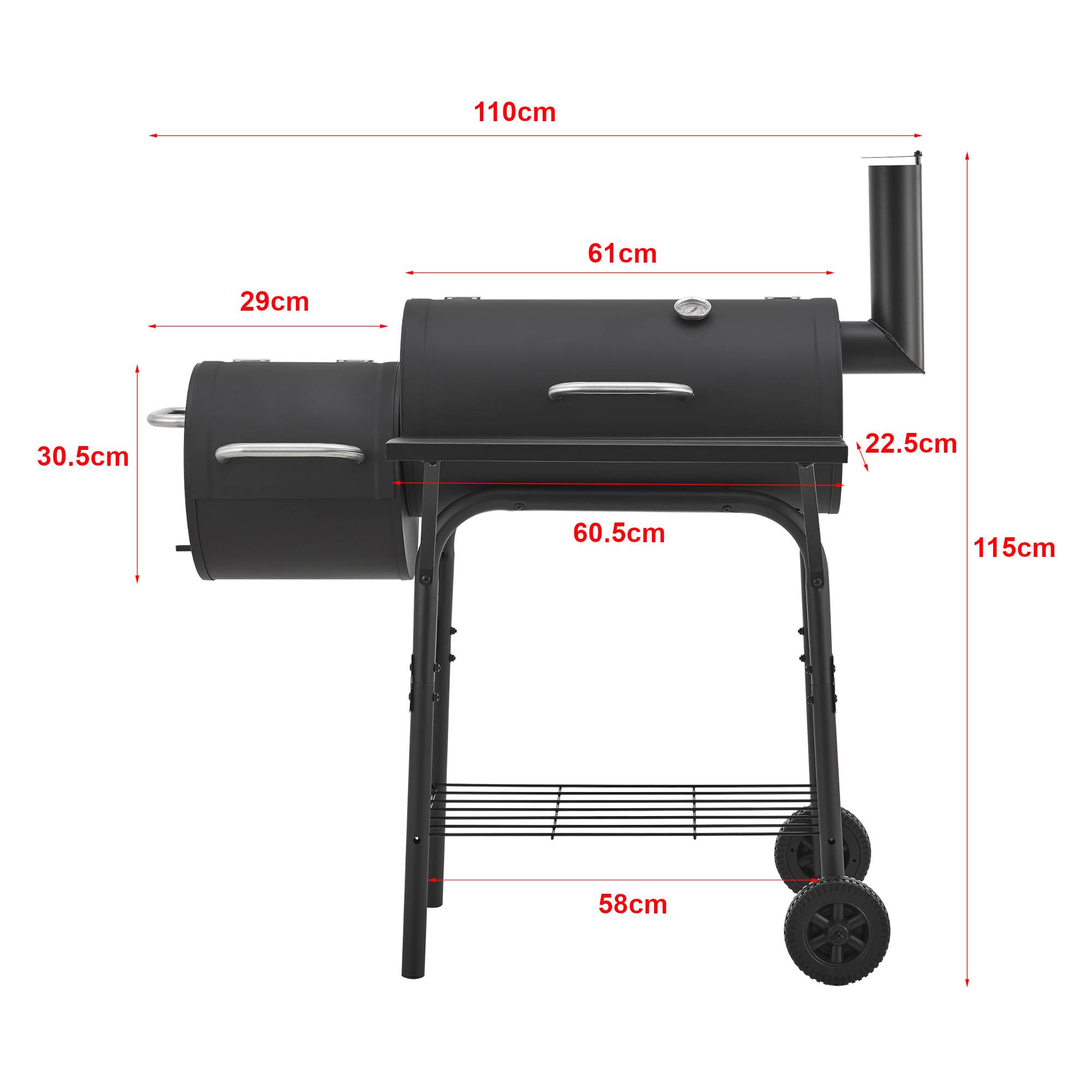 Casa.Pro - Barbecue fumoir Arielli 115 x 110 x 64 cm noir casa.pro - Imagen 4
