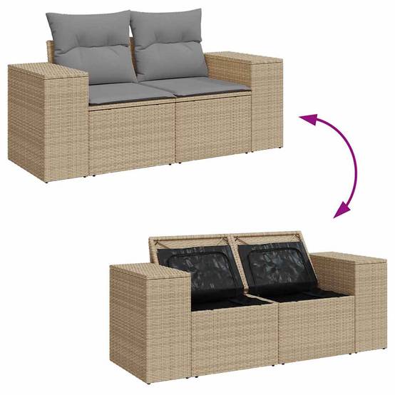 Salon de jardin 10 places beige en résine tressée avec coffre de rangement et table modulable – ComfortXL Outdoor Living - Image 10