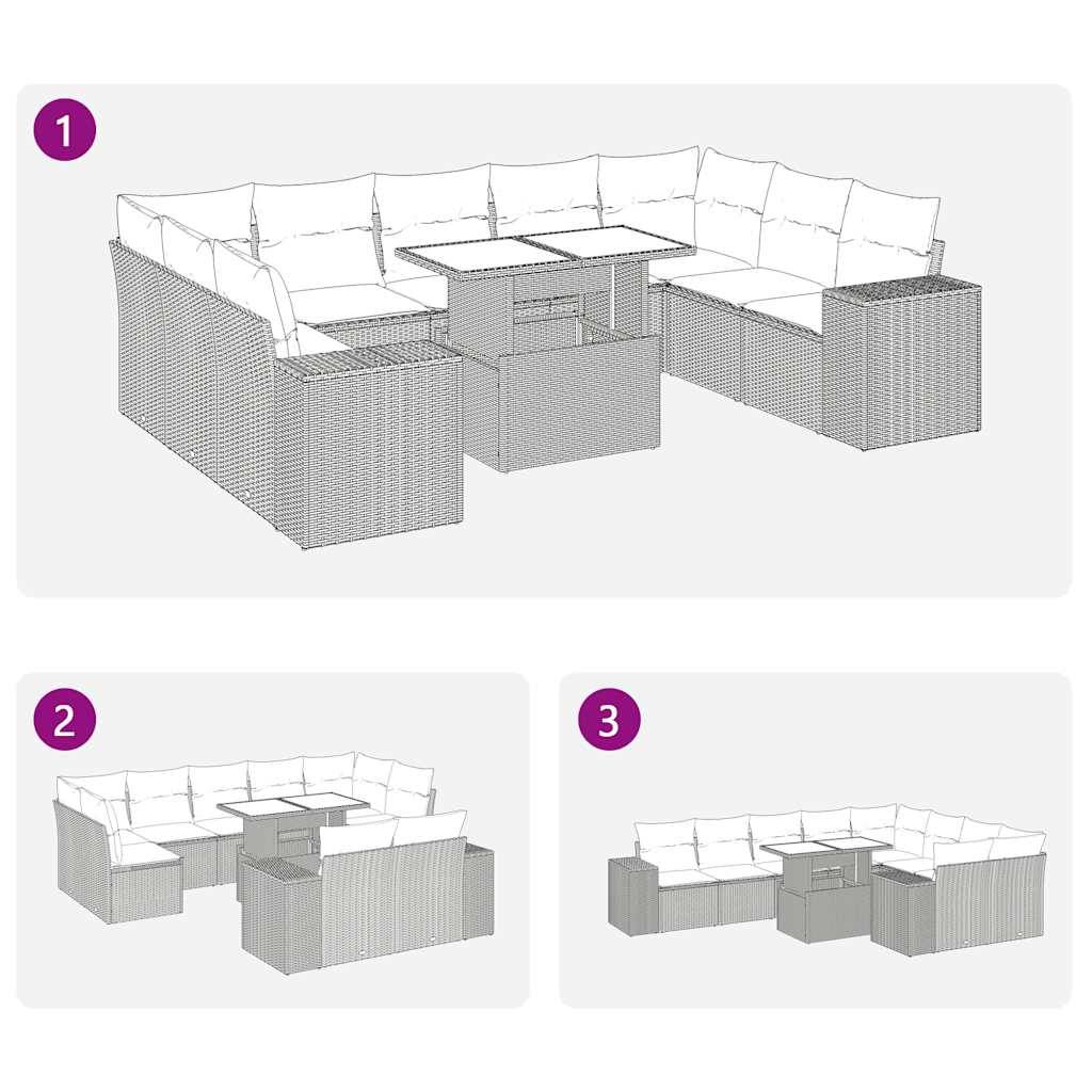Salon de jardin 10 places beige en résine tressée avec coffre de rangement et table modulable – ComfortXL Outdoor Living - Image 3