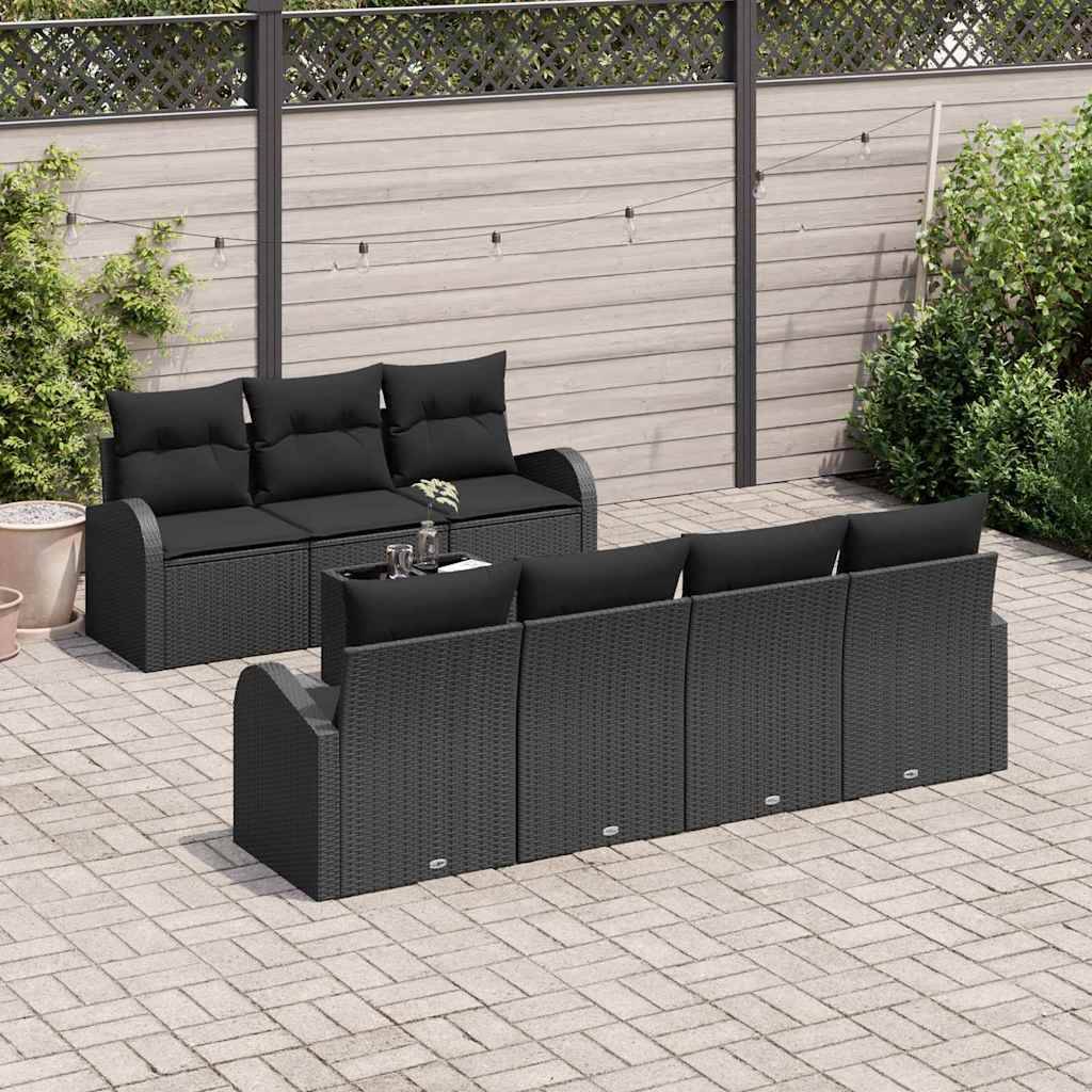 Canapé Extérieur 8pcs Rotin Synthétique Noir Résistant Intempéries avec Rangement Intégré – ComfortXL Outdoor Living - Image 3