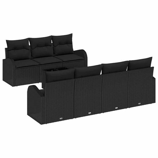 Canapé Extérieur 8pcs Rotin Synthétique Noir Résistant Intempéries avec Rangement Intégré – ComfortXL Outdoor Living - Image 2