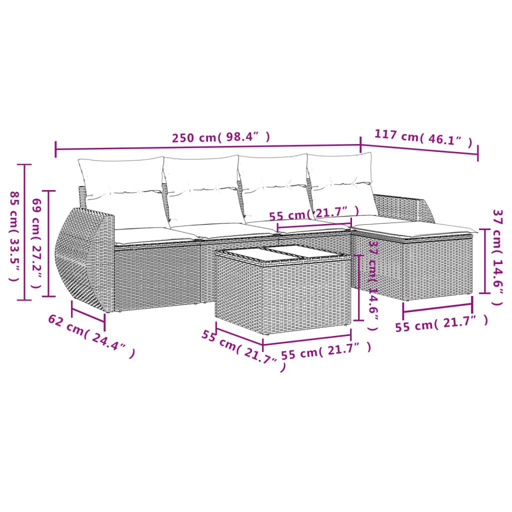 Salon de jardin 6 pièces en résine tressée avec coffre de rangement intégré pour terrasse Gris – ComfortXL Outdoor Living - Image 3