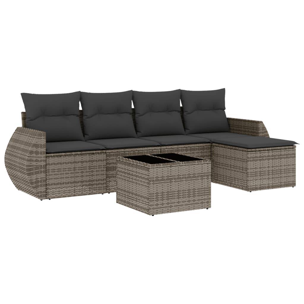 Salon de jardin 6 pièces en résine tressée avec coffre de rangement intégré pour terrasse Gris – ComfortXL Outdoor Living - Image 2