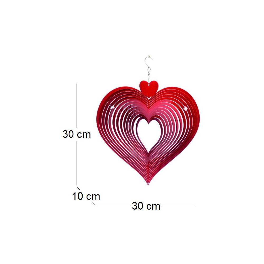 Mobile à vent coeur rouge 30 x 30 x 10 cm - Imagen 3