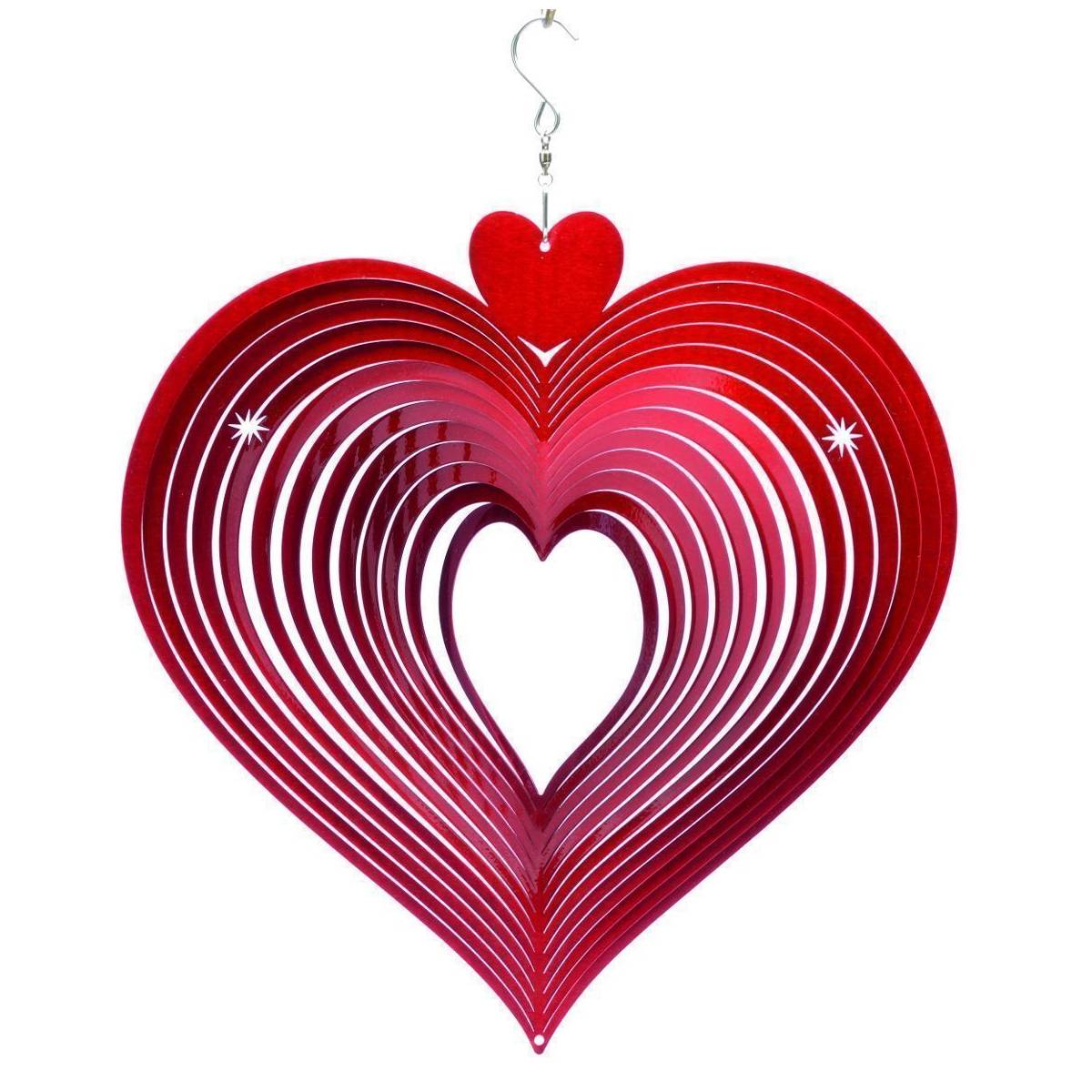 Mobile à vent coeur rouge 30 x 30 x 10 cm - Imagen 1