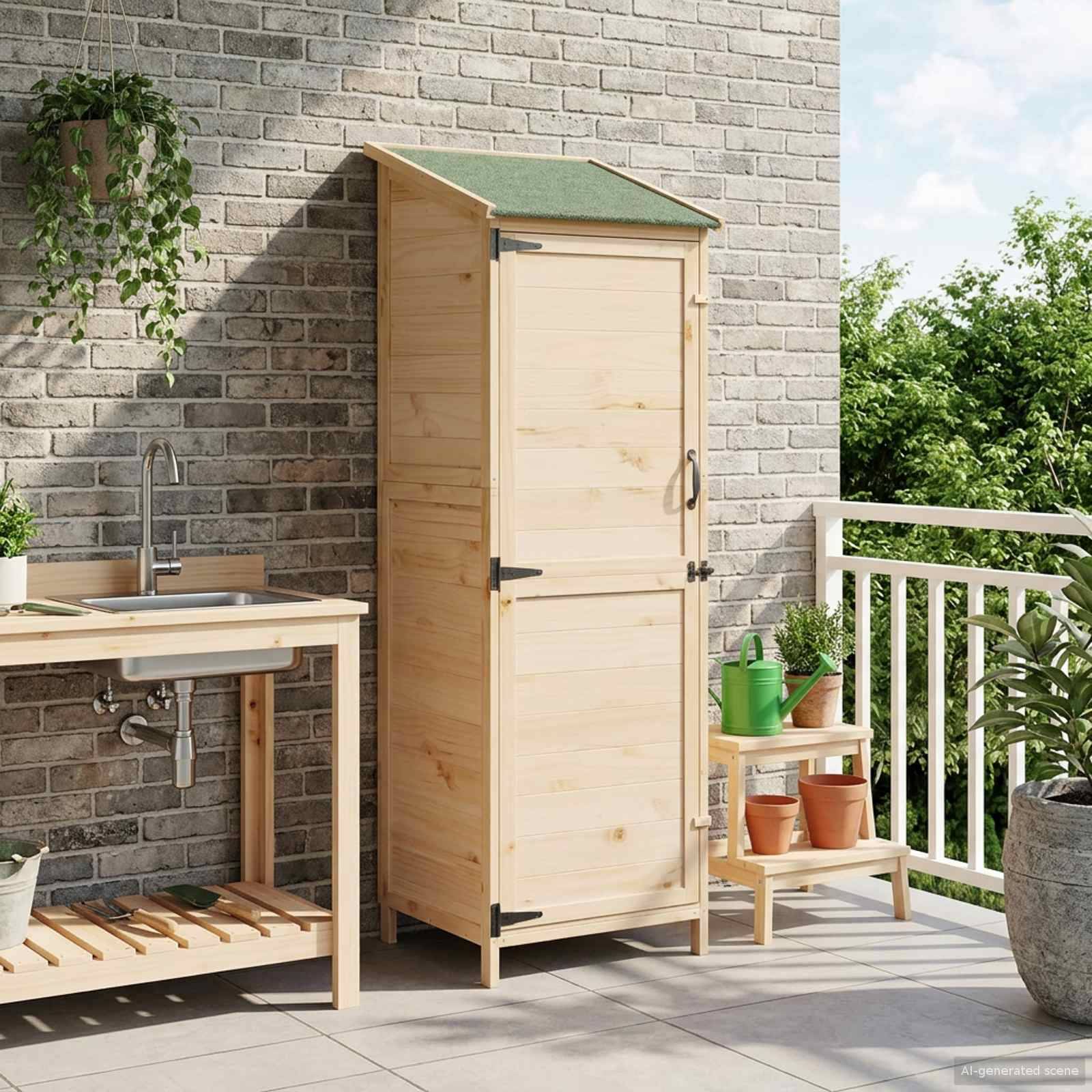 PANGIVO - Abri de jardin bois de sapin naturel 59.5 x 56 x 176.5 cm, poids:19.52kg - PANGIVO - Image 1