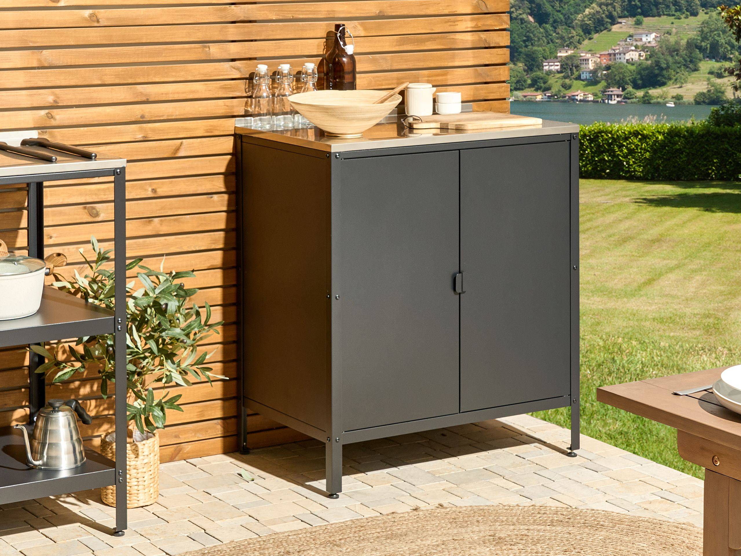 Beliani - Cuisine de jardin Acier Noir VILAMA - 80x50x90- Beliani - Image 1