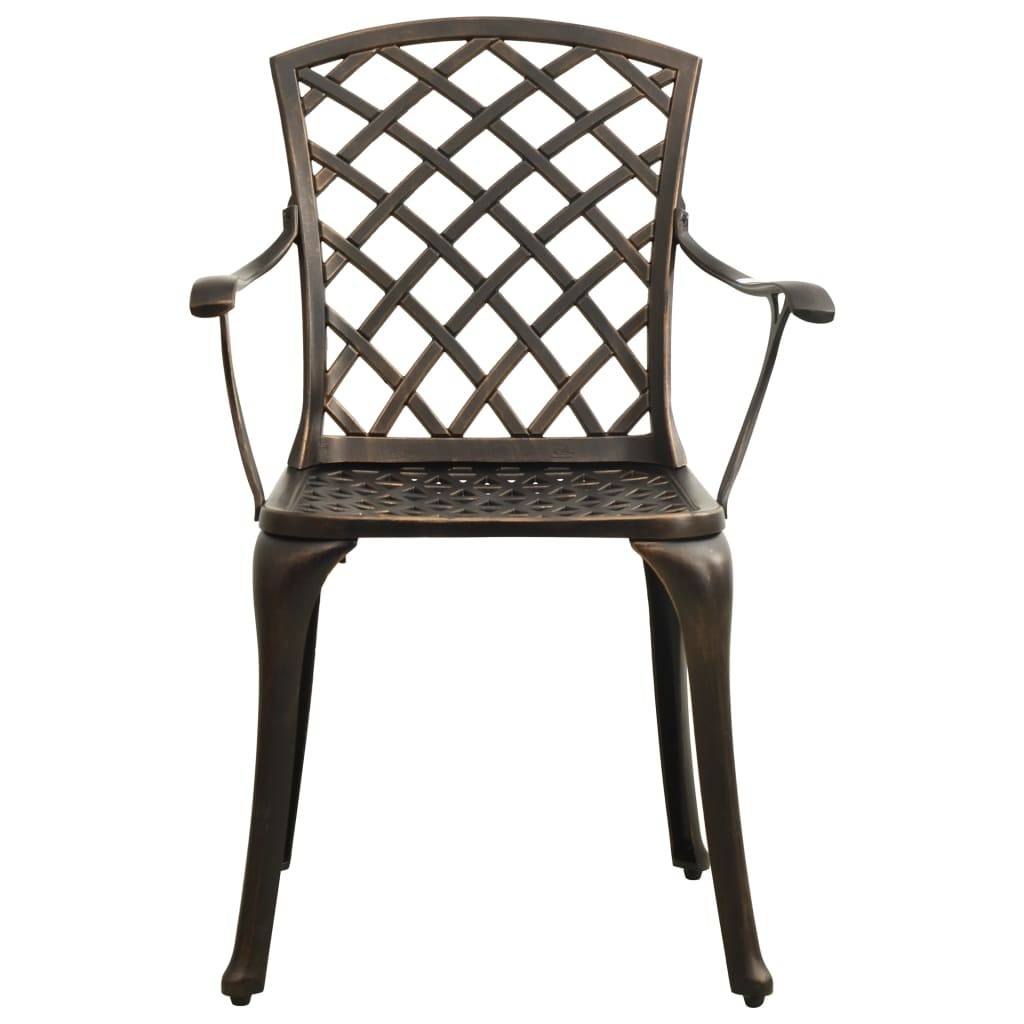 Helloshop26 - Ensemble de bistro jardin meuble extérieur terrasse 5 pièces aluminium coulé bronze - Imagen 4