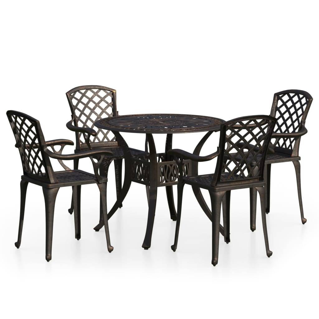 Helloshop26 - Ensemble de bistro jardin meuble extérieur terrasse 5 pièces aluminium coulé bronze - Imagen 1