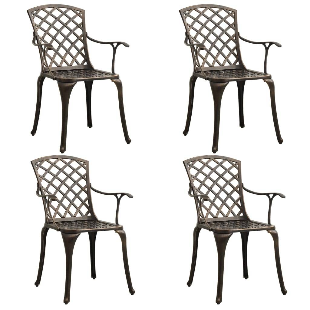 Helloshop26 - Ensemble de bistro jardin meuble extérieur terrasse 5 pièces aluminium coulé bronze - Imagen 2