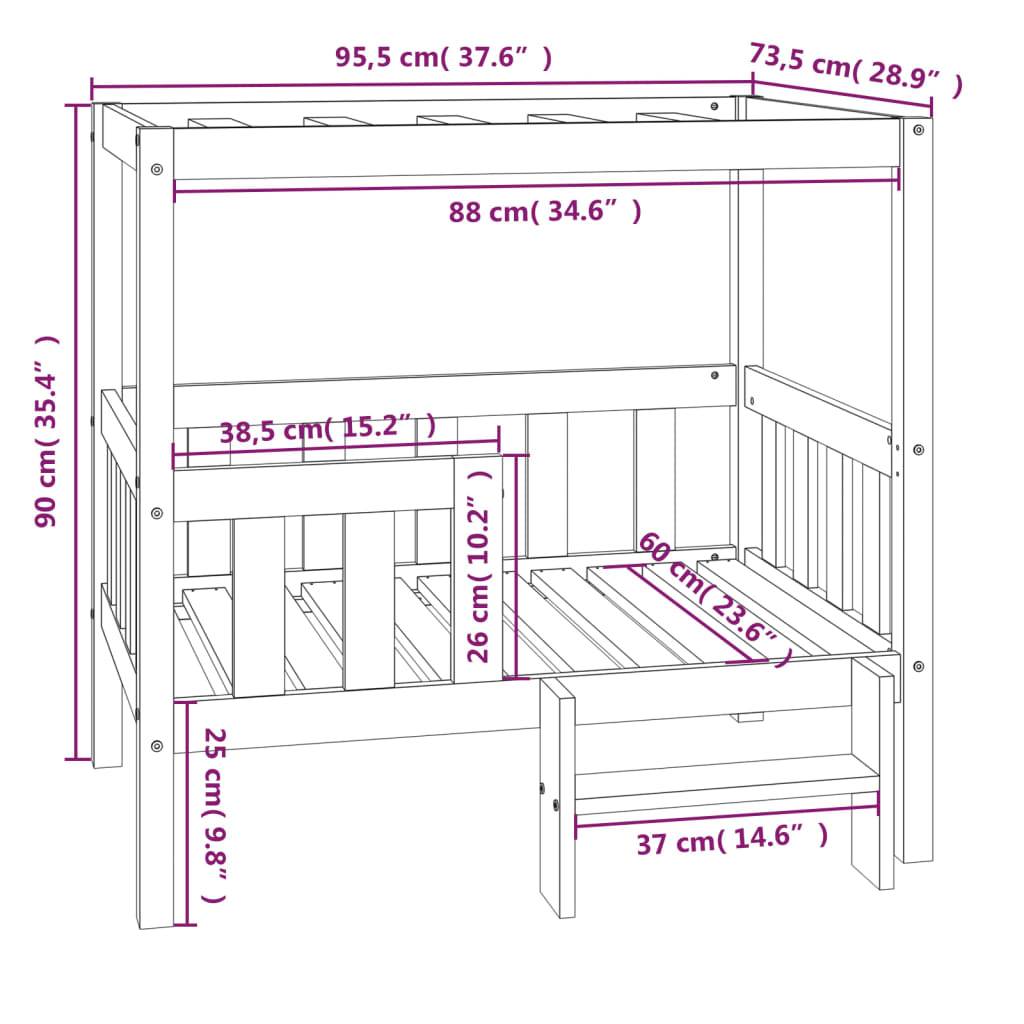 Vidaxl - Lit pour chien Blanc 95,5x73,5x90 cm Bois de pin solide vidaXL 822383 - Imagen 3