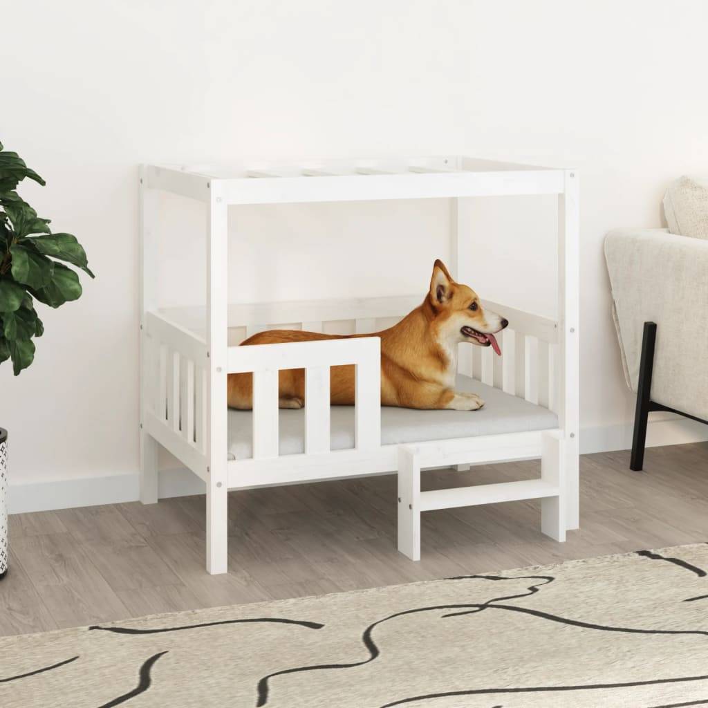 Vidaxl - Lit pour chien Blanc 95,5x73,5x90 cm Bois de pin solide vidaXL 822383 - Imagen 1