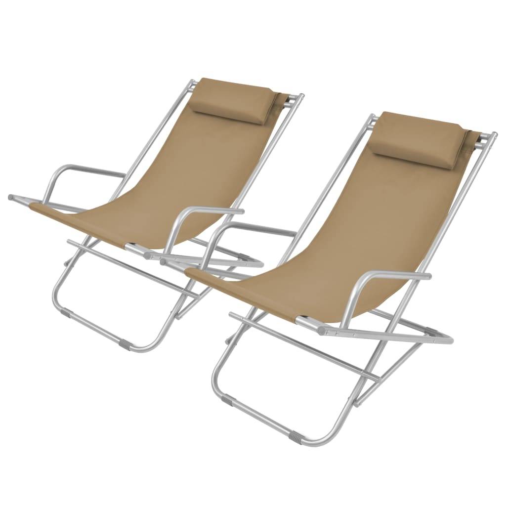 Helloshop26 - Chaises inclinables de terrasse 2 pièces acier taupe - Imagen 1