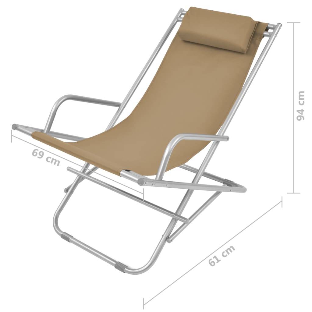 Helloshop26 - Chaises inclinables de terrasse 2 pièces acier taupe - Imagen 8