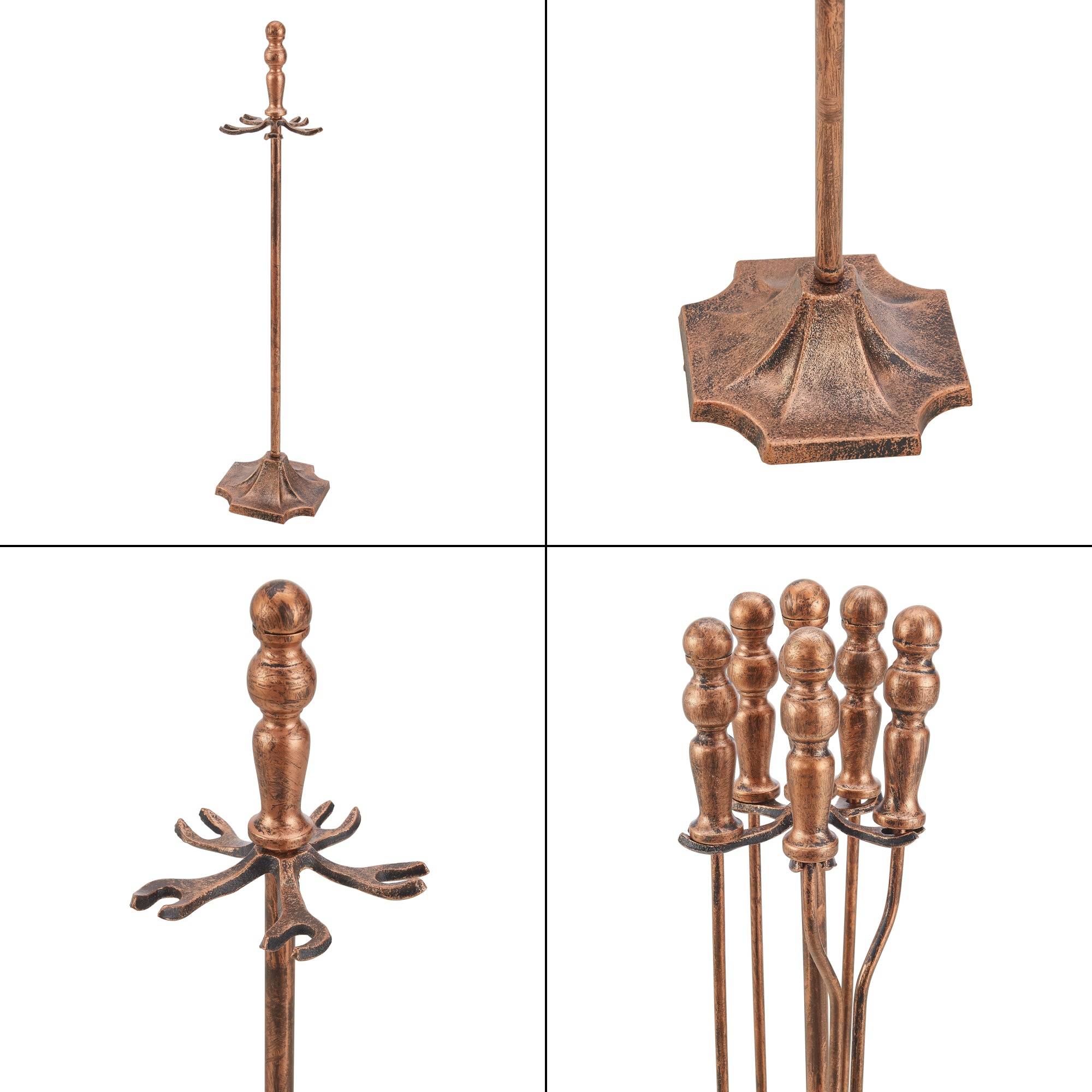 Helloshop26 - Serviteur de cheminée dovre avec balai pelle pince tisonnier bronze - Imagen 4