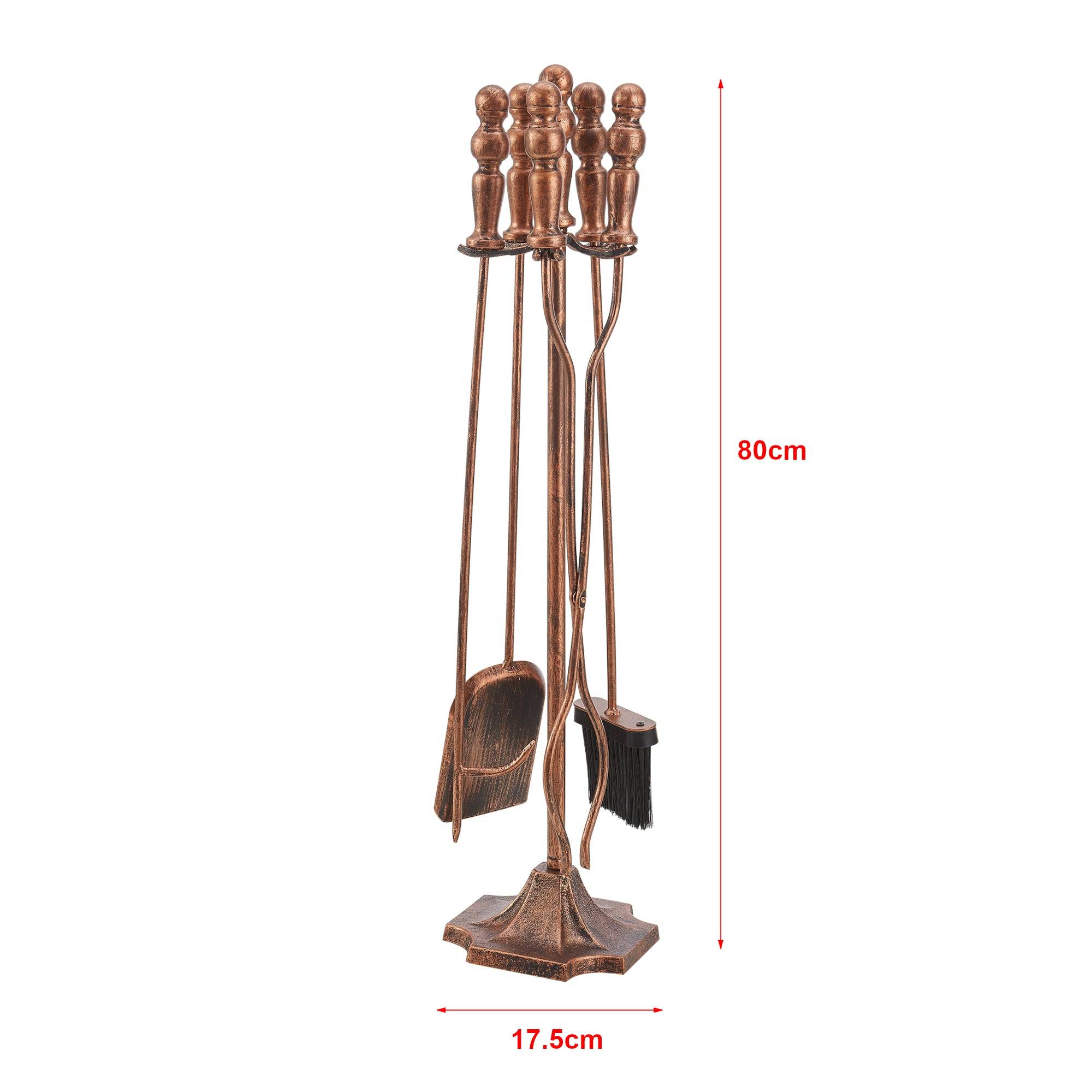 Helloshop26 - Serviteur de cheminée dovre avec balai pelle pince tisonnier bronze - Imagen 2