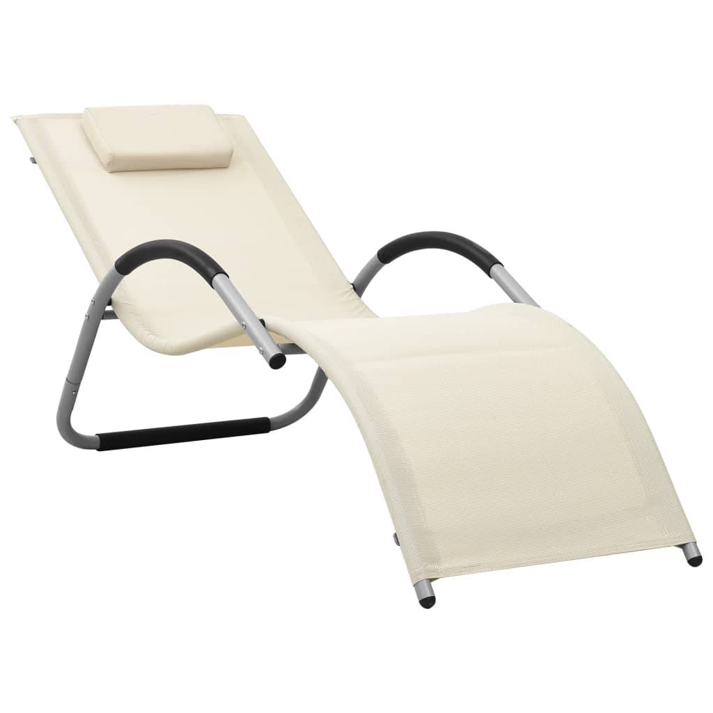 Helloshop26 - Chaises longues textilène 2 pcs crème et gris - Imagen 2