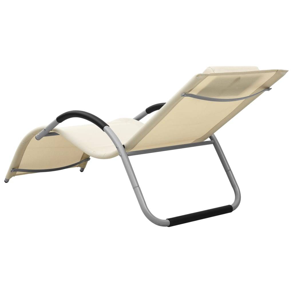 Helloshop26 - Chaises longues textilène 2 pcs crème et gris - Imagen 5