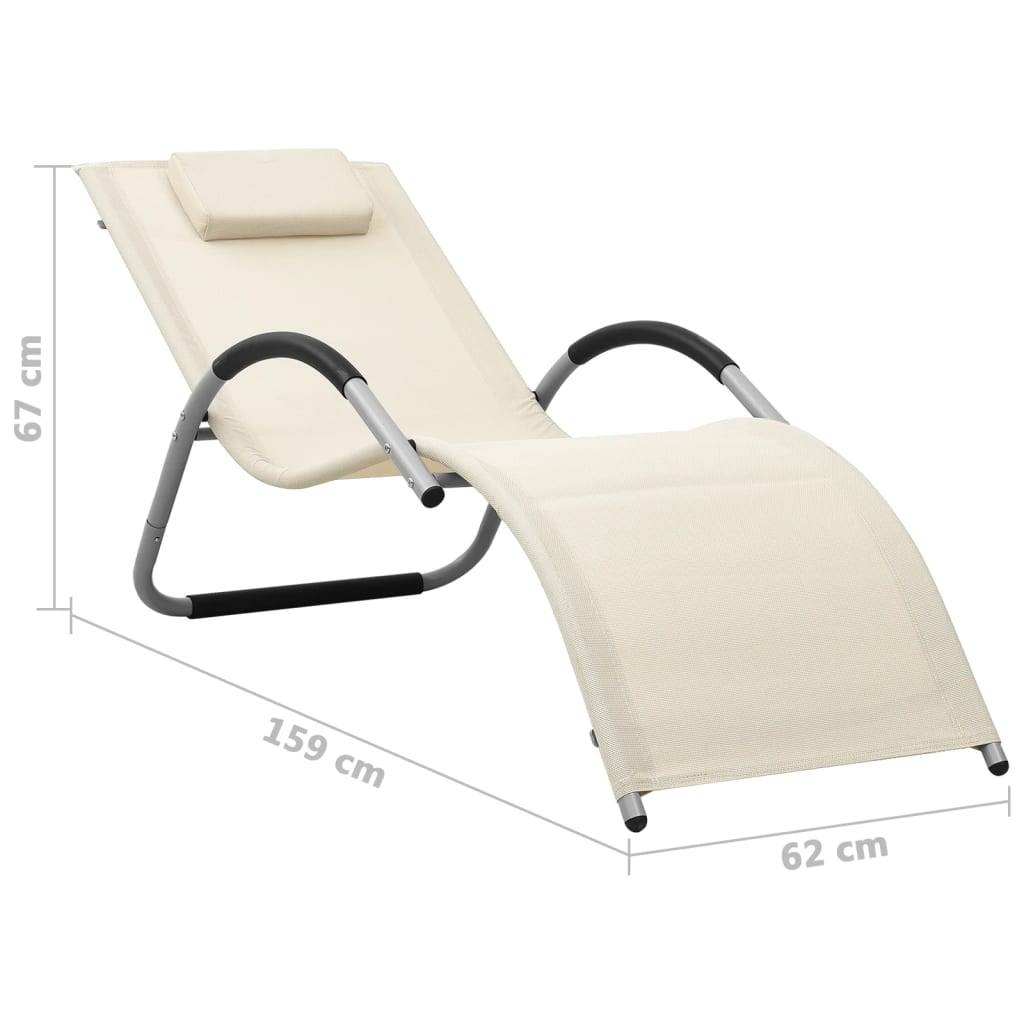 Helloshop26 - Chaises longues textilène 2 pcs crème et gris - Imagen 7