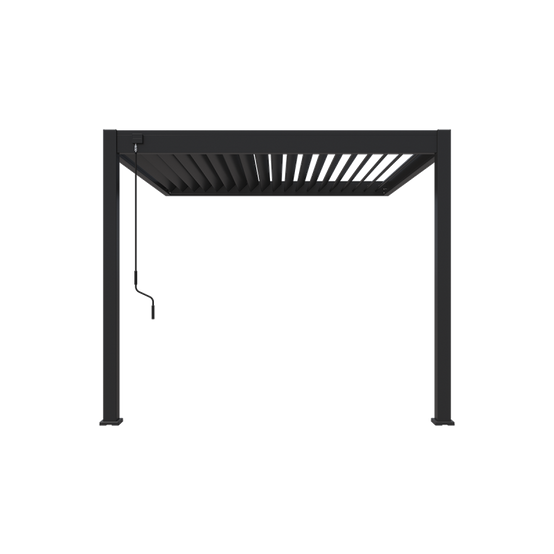 Ombrea - Pergola bioclimatique adossée 3x3 m en aluminium anthracite avec lames orientables et 1 store latéral – Ombrea - Image 2