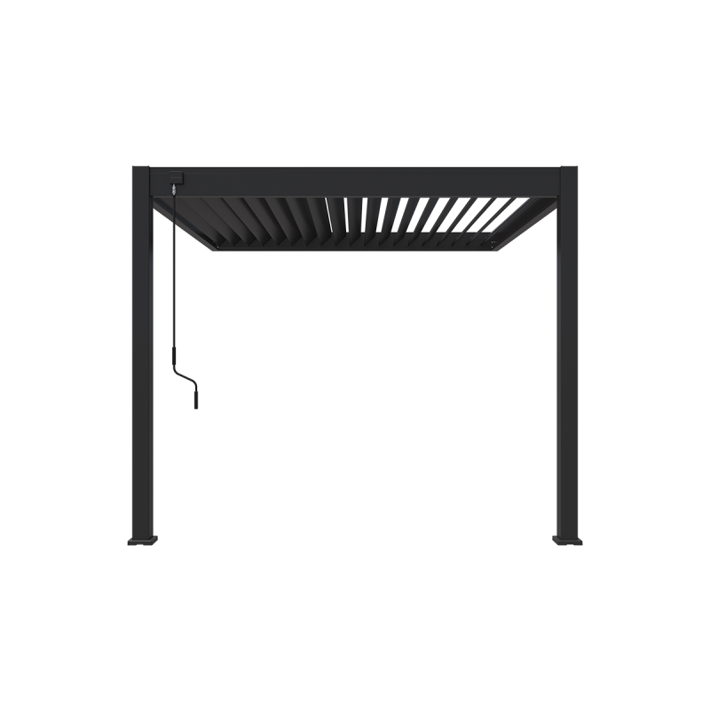 Ombrea - Pergola bioclimatique adossée 3x3 m en aluminium anthracite avec lames orientables et 1 store latéral – Ombrea - Image 2