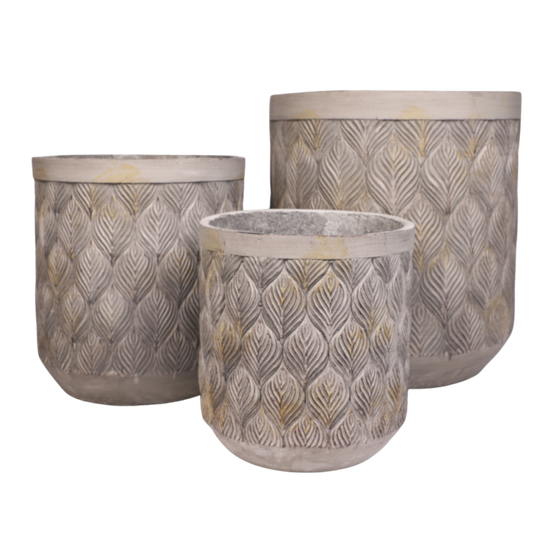 3 Cache-pots grandes tailles plante extérieur béton gris 31-39-49cm Chemin de campagne - Image 1