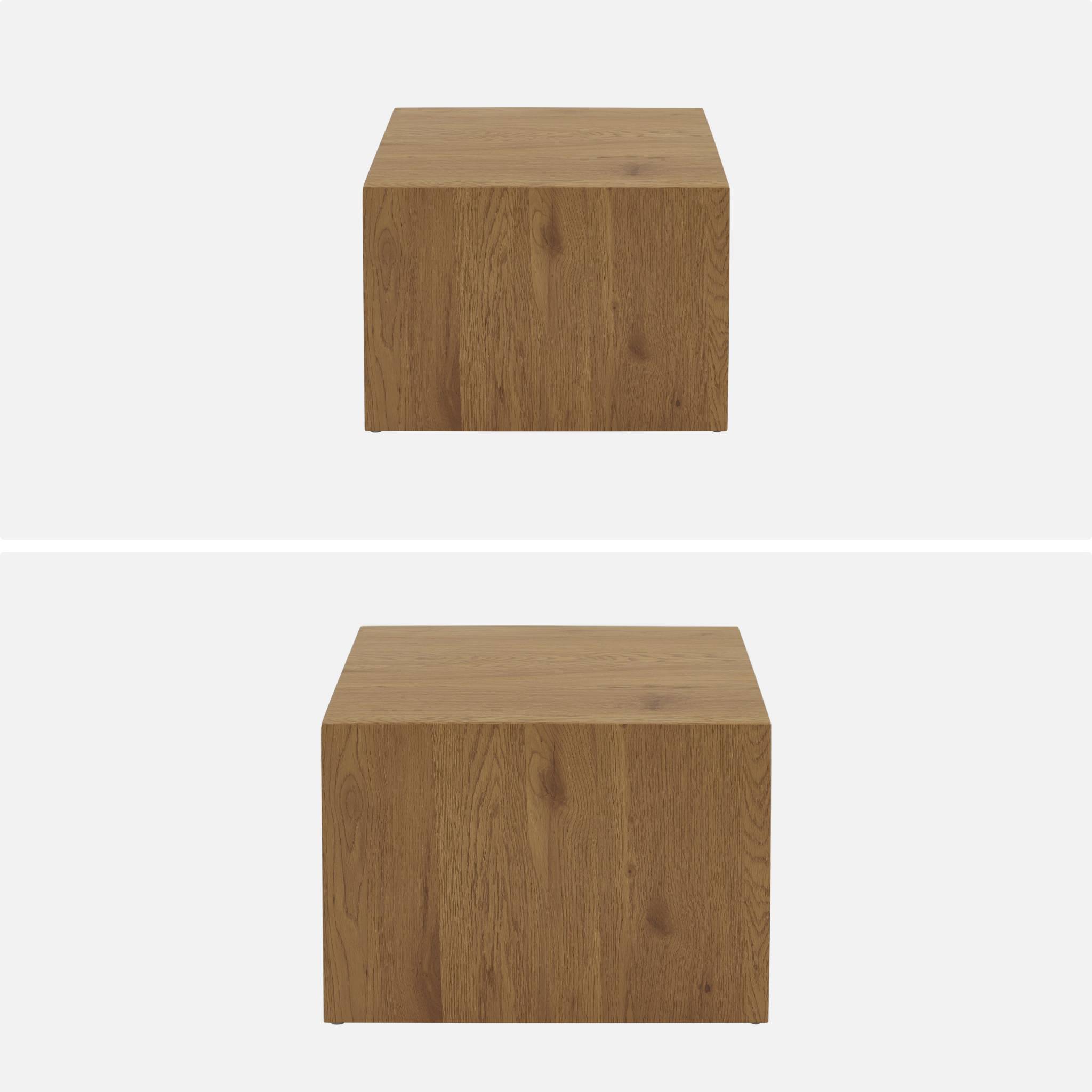 sweeek - Lot de 2 tables basses carrées effet chêne SYLVA L 58 x l 58 x H 40cm / L 50 x l 50 x H 33cm | sweeek - Image 5