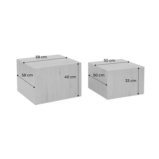 sweeek - Lot de 2 tables basses carrées effet chêne SYLVA L 58 x l 58 x H 40cm / L 50 x l 50 x H 33cm | sweeek - Image 7