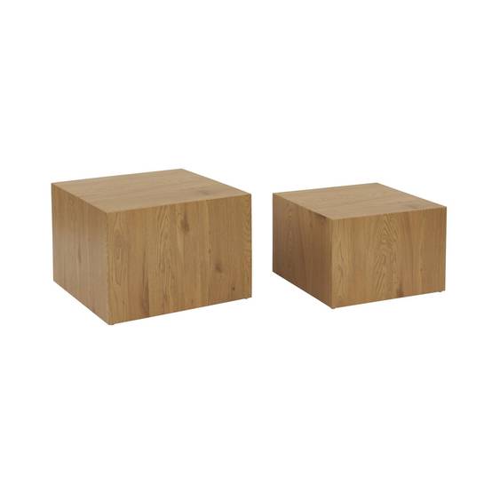 sweeek - Lot de 2 tables basses carrées effet chêne SYLVA L 58 x l 58 x H 40cm / L 50 x l 50 x H 33cm | sweeek - Image 2