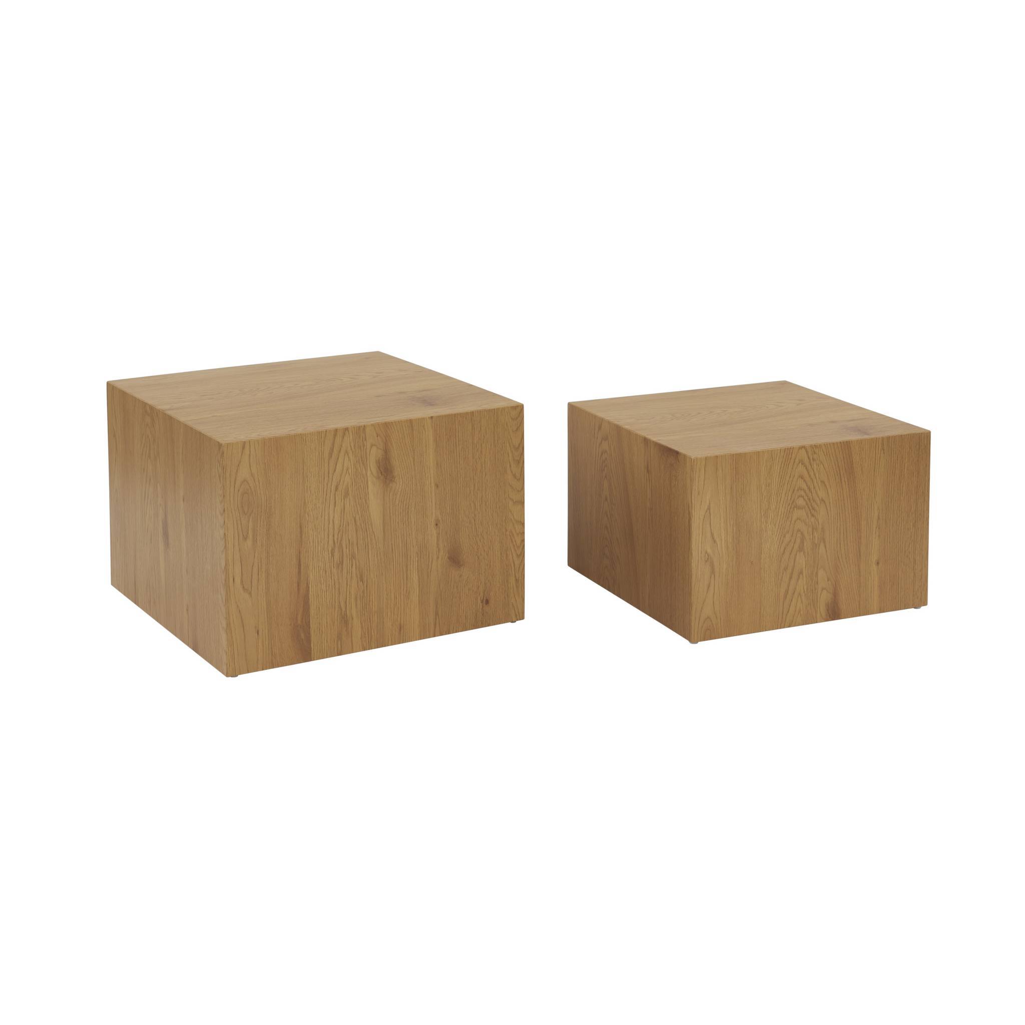 sweeek - Lot de 2 tables basses carrées effet chêne SYLVA L 58 x l 58 x H 40cm / L 50 x l 50 x H 33cm | sweeek - Image 2