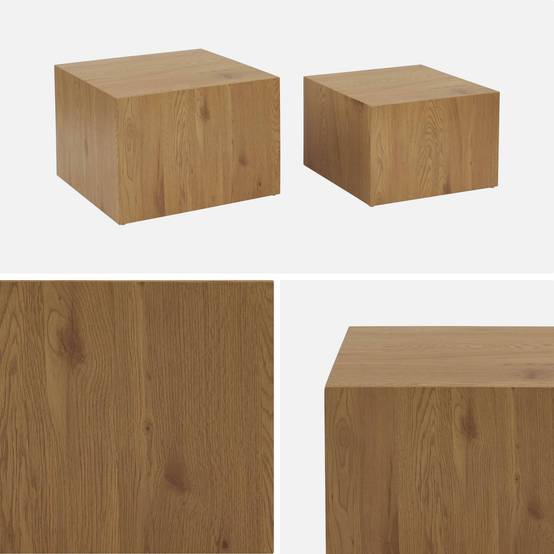 sweeek - Lot de 2 tables basses carrées effet chêne SYLVA L 58 x l 58 x H 40cm / L 50 x l 50 x H 33cm | sweeek - Image 6