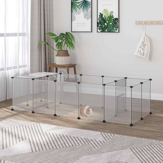 Enclos modulable pour petits animaux acier et résine blanc 175 x 70 x 45 cm - PANGIVO - Image 3