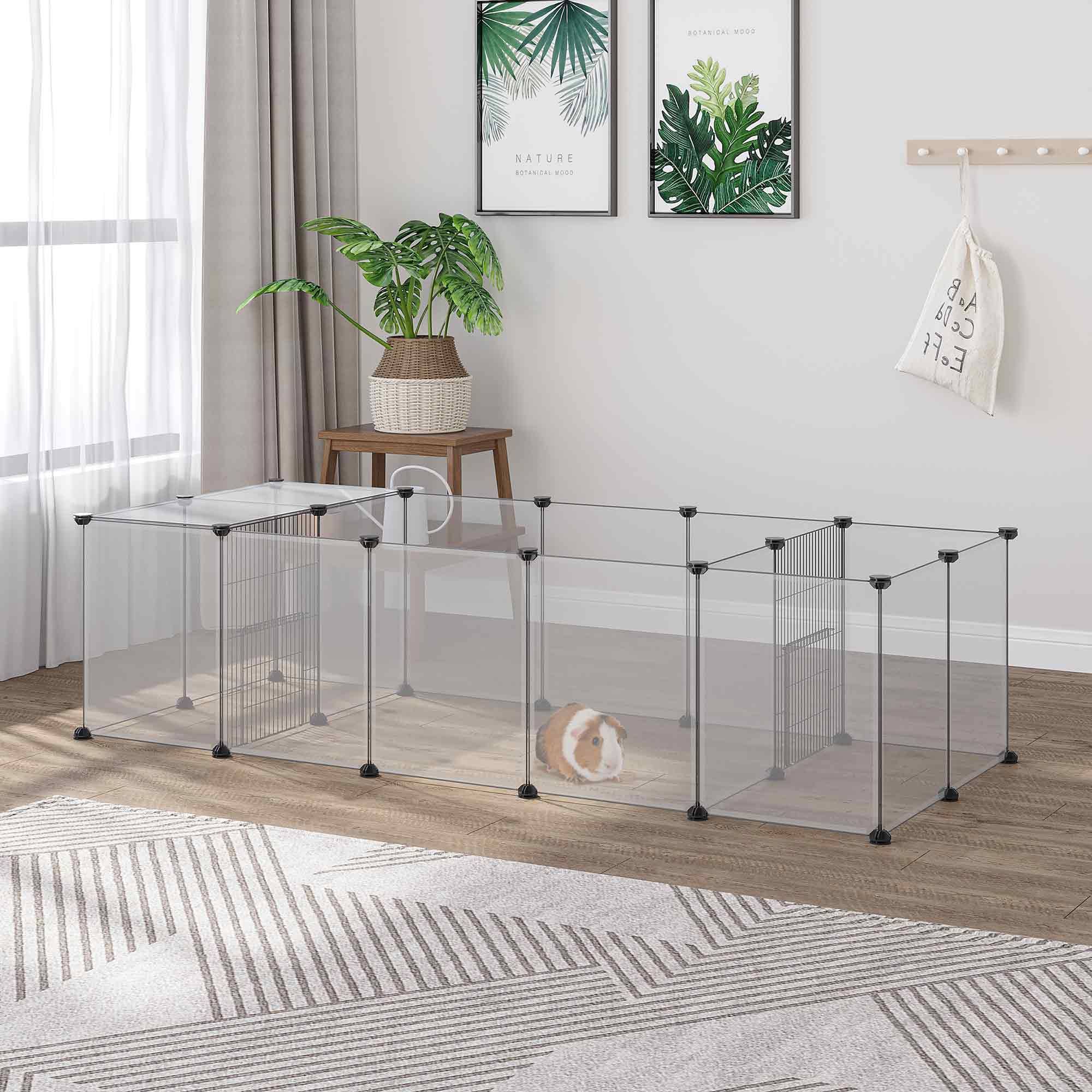 Enclos modulable pour petits animaux acier et résine blanc 175 x 70 x 45 cm - PANGIVO - Image 3