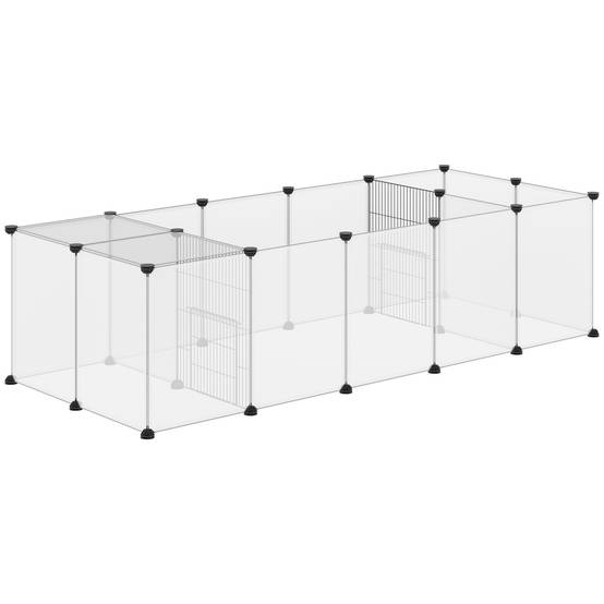 Enclos modulable pour petits animaux acier et résine blanc 175 x 70 x 45 cm - PANGIVO - Image 1