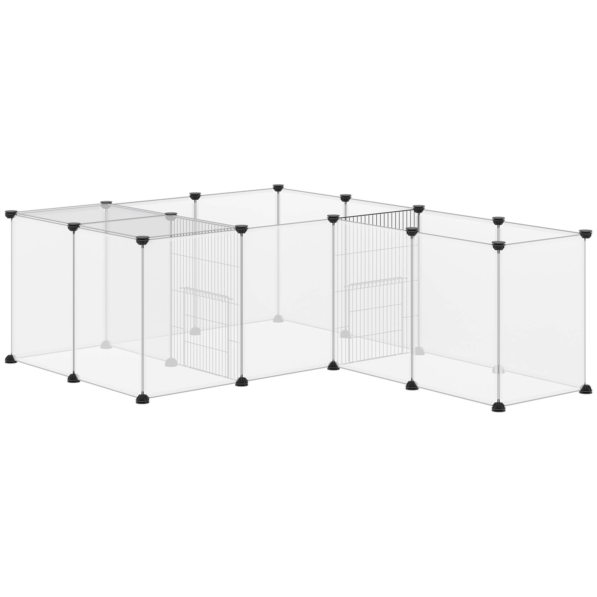 Enclos modulable pour petits animaux acier et résine blanc 175 x 70 x 45 cm - PANGIVO - Image 2