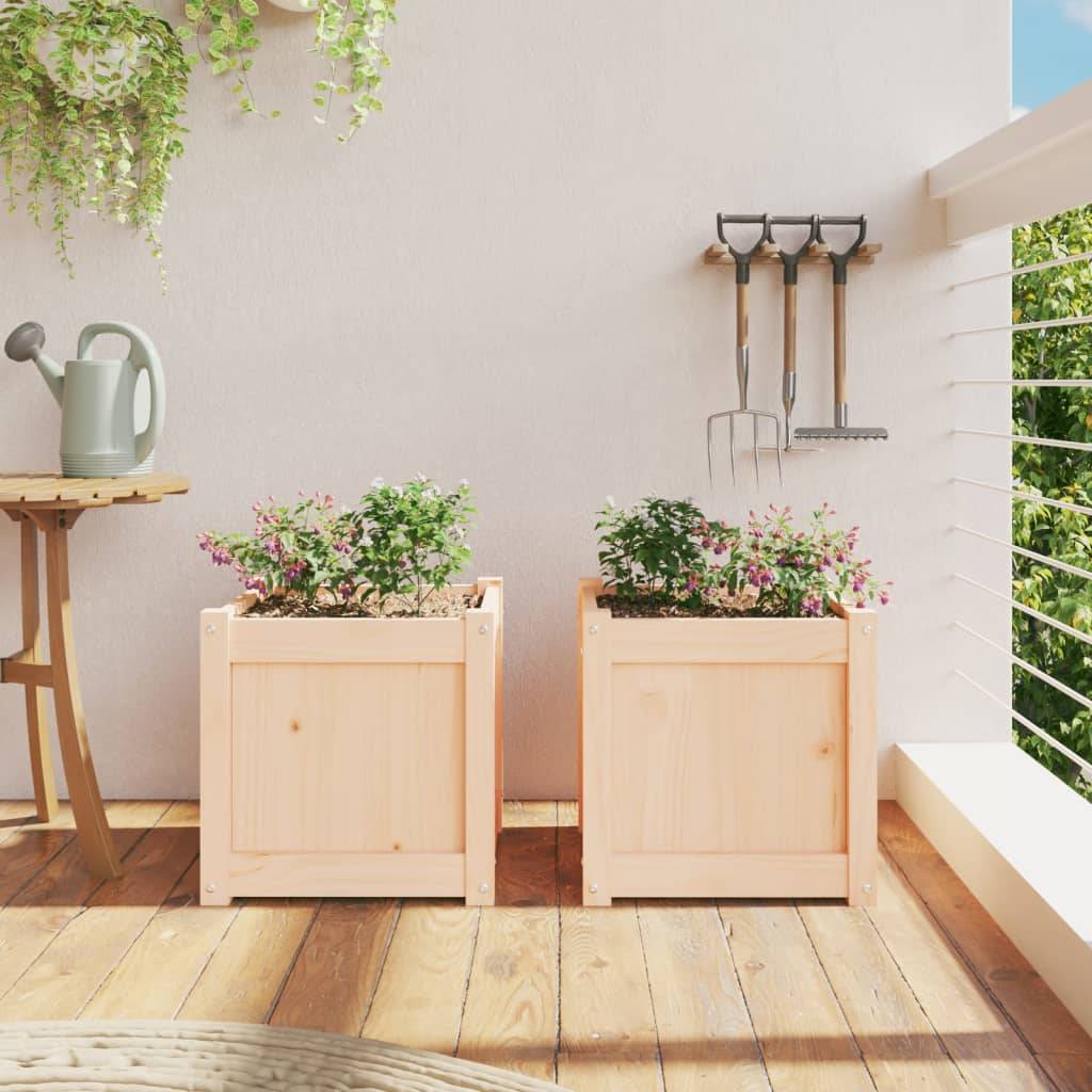 Maison Chic - Lot de 2 Jardinières - Bac à Fleurs - Pot De Fleurs bois de pin massif - Imagen 3