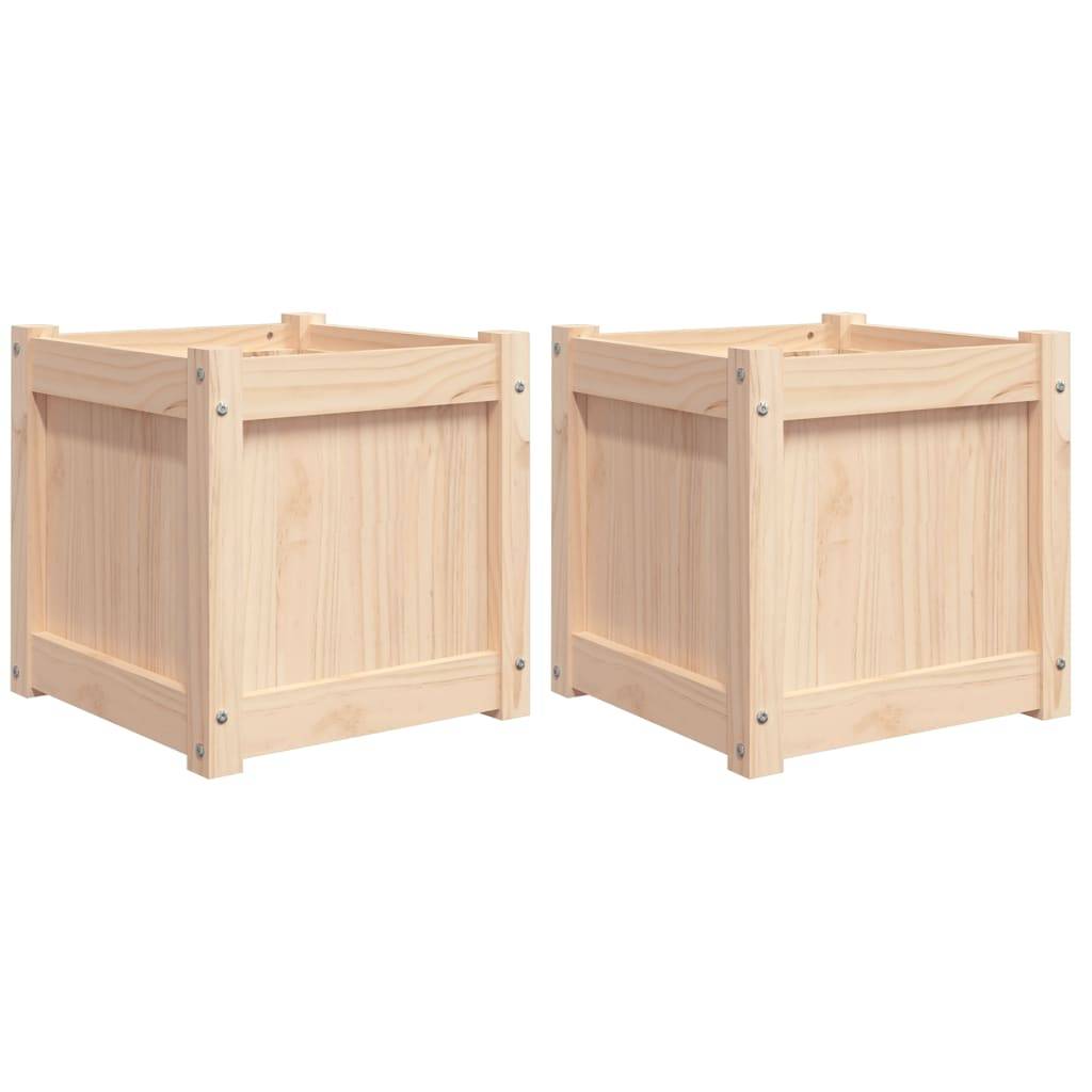Maison Chic - Lot de 2 Jardinières - Bac à Fleurs - Pot De Fleurs bois de pin massif - Imagen 1