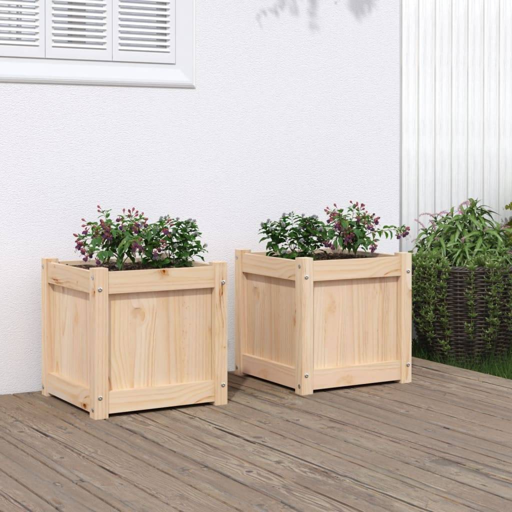Maison Chic - Lot de 2 Jardinières - Bac à Fleurs - Pot De Fleurs bois de pin massif - Imagen 2
